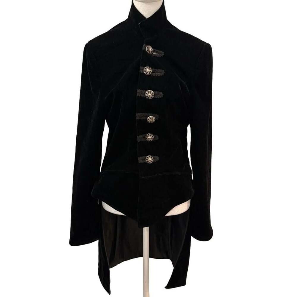 DarcChic Gothic Velvet Military Tailcoat Jacket Steampunk Victorian Black M